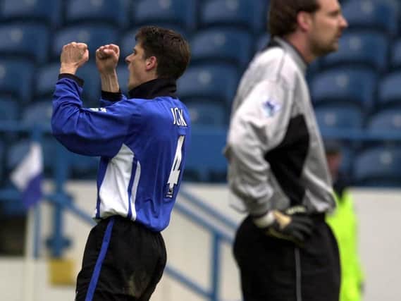 Wim Jonk celebrates what would be Wednesday's winner against Chelsea in April 2000