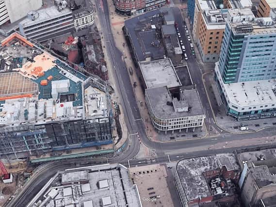 Mid City House, centre, would be demolished to make way for a 32-storey tower. Picture: Google.