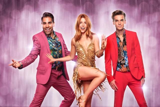 Strictly Come Dancing 2018 winner Stacey Dooley with celebrity dancers Dr Ranj Singh and Joe Sugg