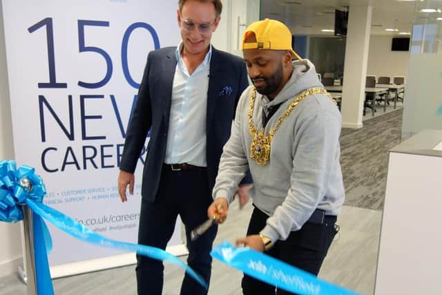 XLN founder and chief executive Christian Nellemann watches as Sheffield Lord Mayor Magid Magid cuts the ribbon to launch the firm's 1m office upgrade.