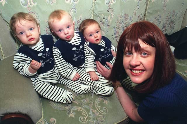 Gillian Heath and triplets (l to r) Joe, Charlie and Lewis