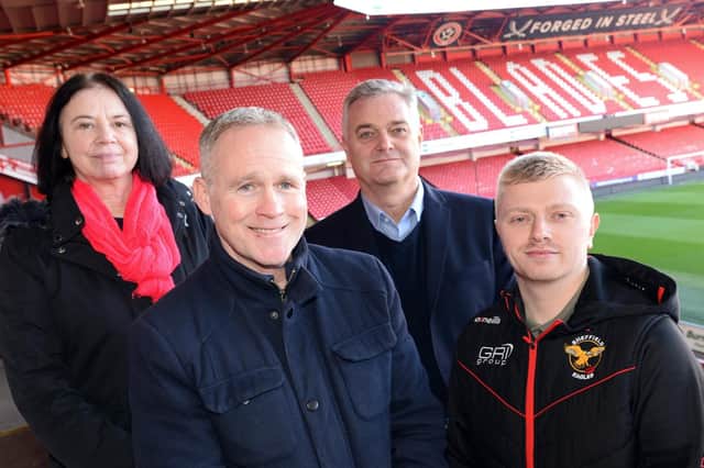 Coun Mary Lea, cabinet member for culture, parks and leisure, Gary Clifton, Sheffield Council's major events manager, Dave McCarthy, Sheffield United's operations director and Liam Claffey, Sheffield Eagles general manager, pictured. Picture: Marie Caley