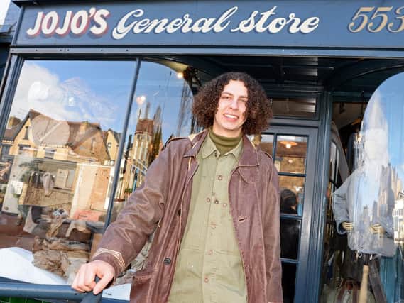 Jojo Elgarice, pictured outside his vintage menswear shop on Ecclesall Road, Sheffield. Picture: Marie Caley.