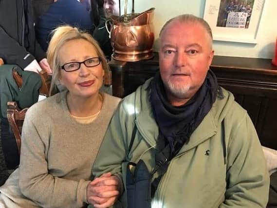 Sheffield author Tracey Barker with her husband Steve. Tracey is selling copies of her first children's book to raise funds for Weston Park Hospital, where her husband is being treated for bowel cancer.