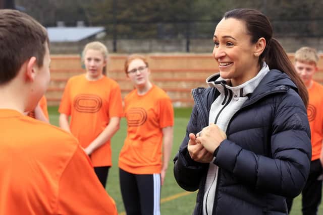 Dame Jessica Ennis-Hill helps launch the Institute of Sporting Futures (ISF), an innovative new sports and education programme for school leavers, at Notre Dame High
School in Sheffield