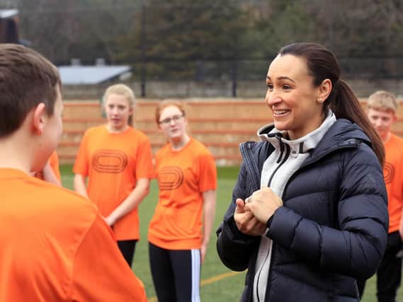 Dame Jessica Ennis-Hill helps launch the Institute of Sporting Futures (ISF), an innovative new sports and education programme for school leavers, at Notre Dame High
School in Sheffield