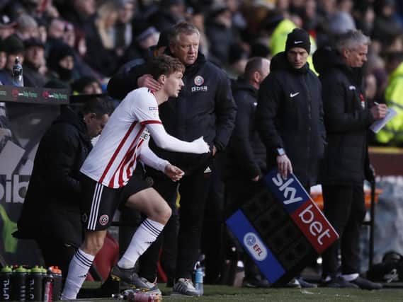 Sheffield United manager Chris Wilder and new signing Kieran Dowell: Simon Bellis/Sportimage
