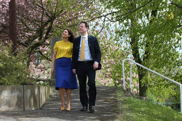 Nick Clegg with his wife Miriam Gonzalez Durantez arrive to vote at Hall Park Centre in Sheffield,  in the General Election in 2015. Picture: Lynne Cameron/PA Wire