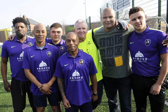 A day of celebration for the Life of Cyrille Regis was held at The U-Mix Centre. Pictured taking part in the Soccer Tournaments are team Caribbean Old School.