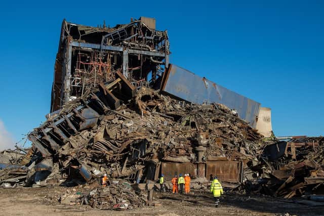 The collapsed boiler house at Didcot Powe Station. Picture: Thames Valley Police.