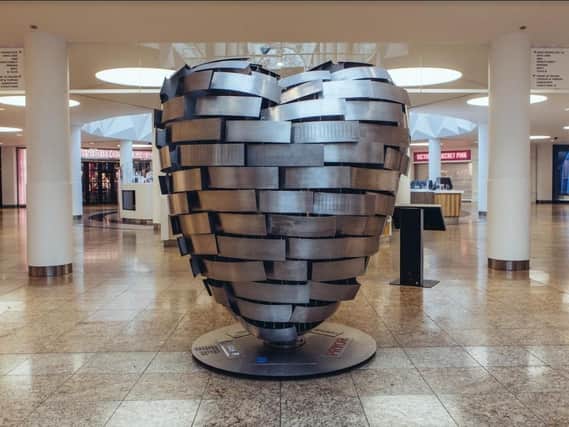 The Heart of Steel is a monumental sculpture created by local steelworker-turned-sculptor Steve Mehdi