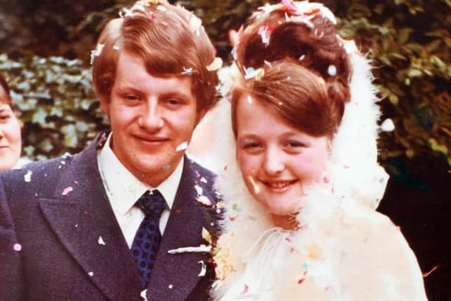 Lewis Fletcher's adoptive parents pictured on their wedding day