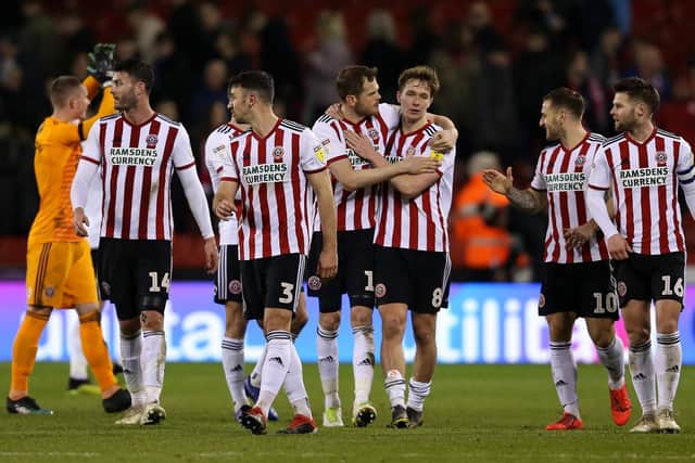 Sheffield United players are together: 13th February 2019. Picture credit should read: James Wilson/Sportimage