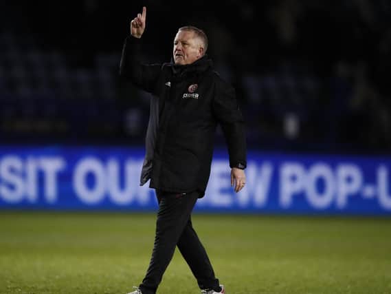 Chris Wilder salutes Blades fans after the goalless draw at Hillsborough with rivals Wednesday