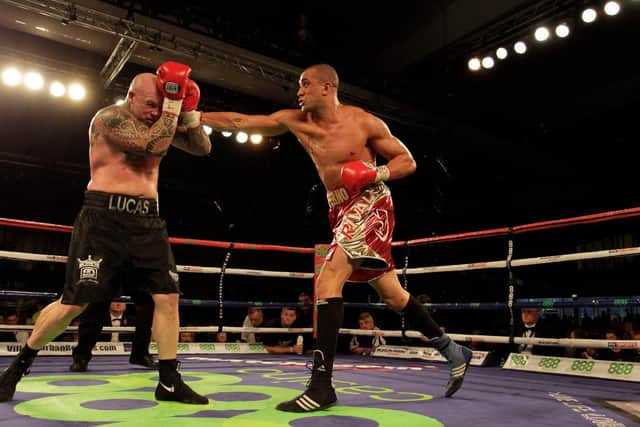 Australia's Lucas Browne (left) in action against Sheffield's Richard Towers