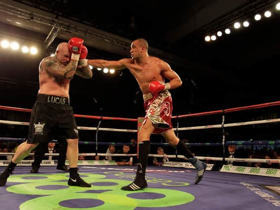 Australia's Lucas Browne (left) in action against Sheffield's Richard Towers