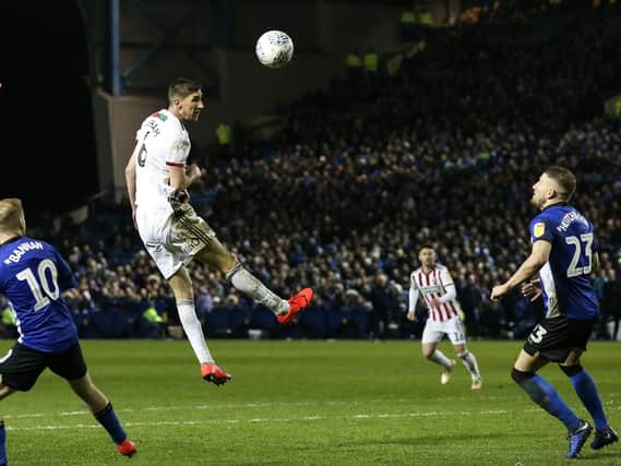 Chris Basham of Sheffield United heads at goal against Wednesday: James Wilson/Sportimage