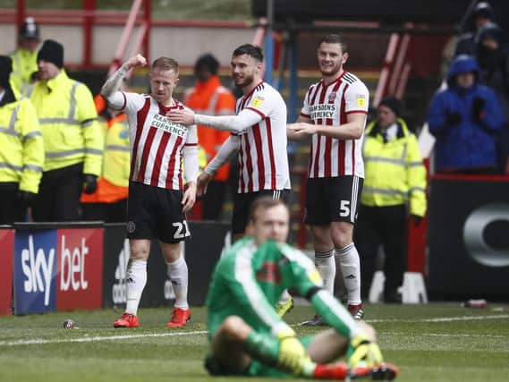 Sheffield United made the game safe when Mark Duffy scored: Simon Bellis/Sportimage