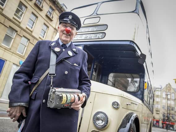 Bob Hallam, who dressed as a bus conductor to raise money for Comic Relief