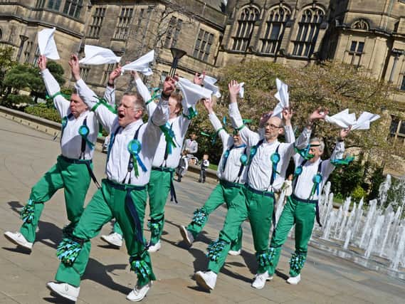 Sheffield City Morris Men pictured performing in the Peace Gardens. Picture: Marie Caley NSST St.George's MC 3