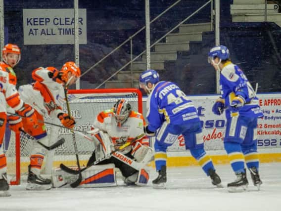 Keep clear at all times... Jackson Whistle defends his net at Fife, last weekend