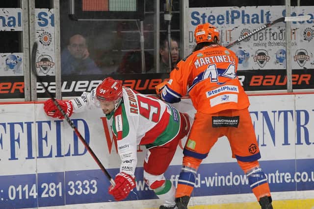 Ryan Martinelli v Cardiff Devils. Pic by Hayley Roberts