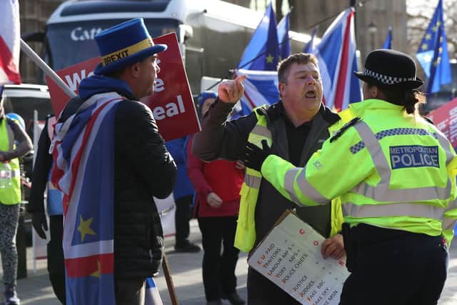 Police and Brexit supporters clash in London. Photo: Jonathan Brady/PA Wire