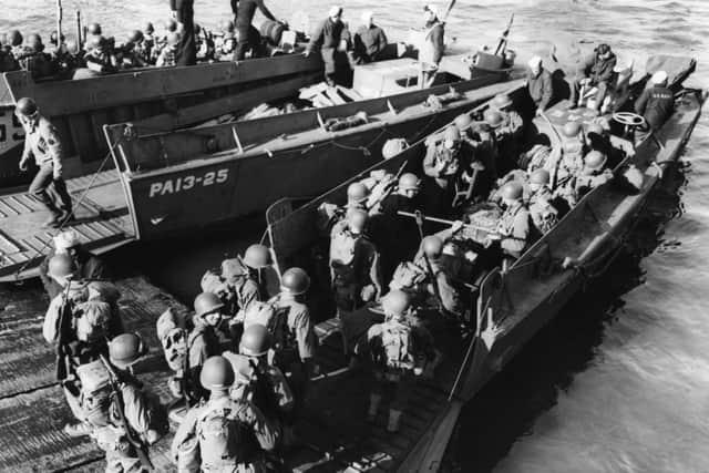 US troops board boats on the English coast ahead of the Normandy landings (pic: Keystone/Getty Images)