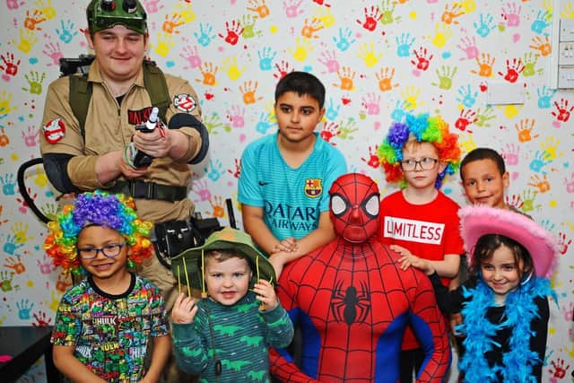 Ghostbuster Walker and Spiderman, made an appearance during the fundraiser at Bounce House.