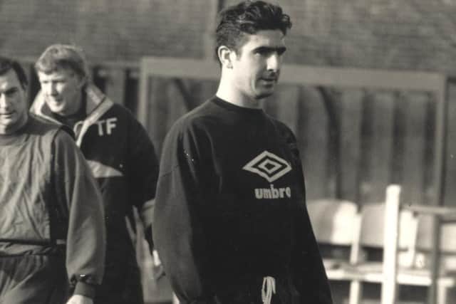 Eric Cantona in training with Sheffield Wednesday in January 1992