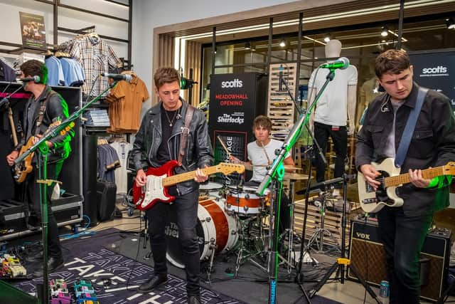 The Sherlocks performing live at Scotts Menswear in Meadowhall.