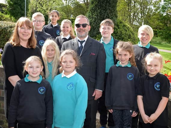 Nook Lane Junior School Headteacher, Steven Arbon-Davis, Diane Wilkinson, Inclusion manager and assistant headteacher and pupils celebrate their latest Ofsted.