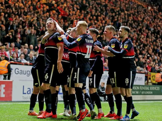 Rovers celebrate Andy Butler's goal at Charlton. Picture: Howard Roe/AHPIX