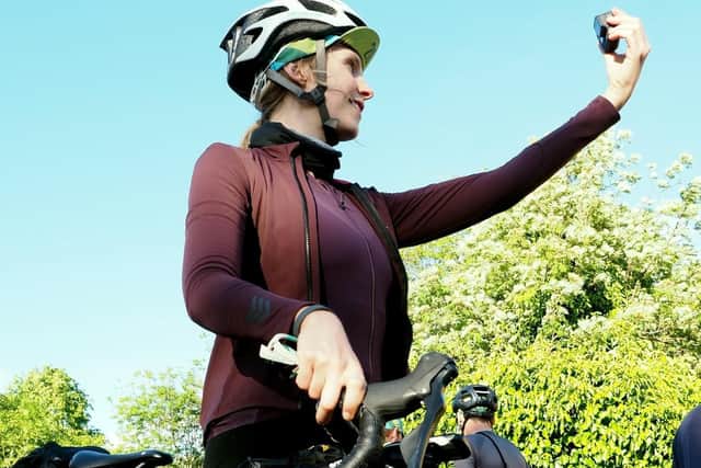 All Points North cycling event: Katie Kookaburra takes a selfie before the start