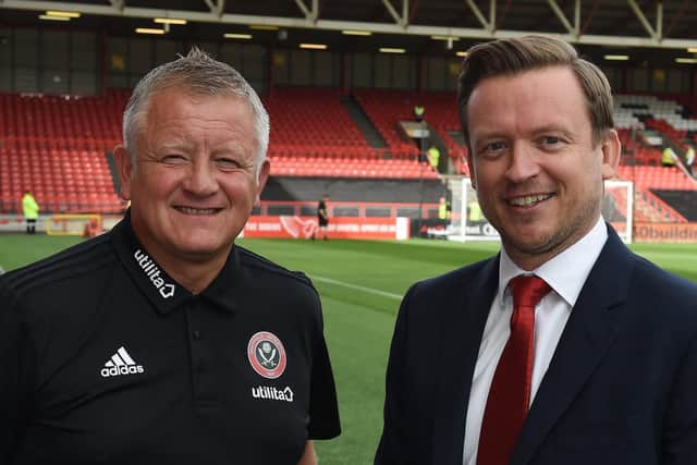 Chris Wilder and Stephen Bettis. Picture: Robin Parker/Sportimage