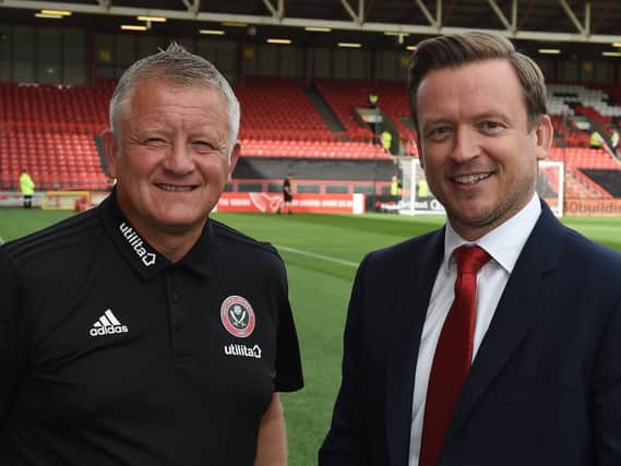 Chris Wilder and Stephen Bettis. Picture: Robin Parker/Sportimage