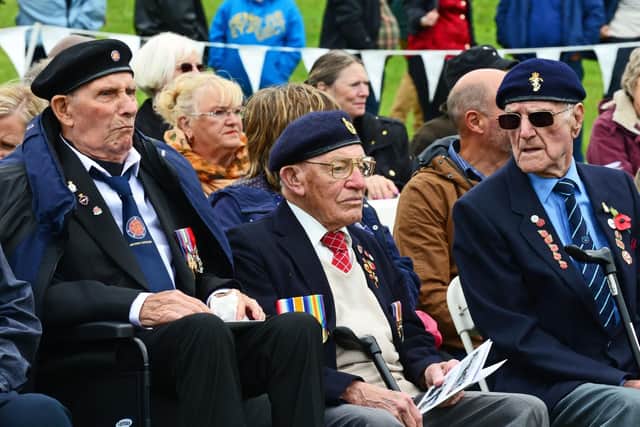 D-Day veterans pictured at Norfolk Park. Picture: Marie Caley NSST-13-06-19-D-Day75Drumheadservice-8