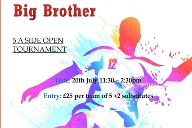 Poster for the Big Brother Burngreave youth group Summer Football tournament.