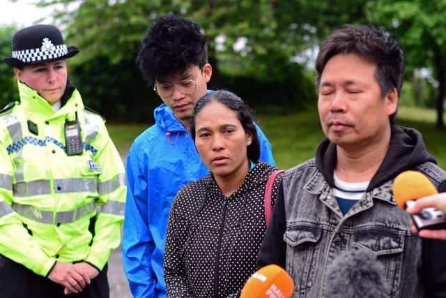 Chief Inspector Helen Lewis, along with Minod's brother, Prem, his mum Tuli and his dad, Chandra, make a fresh appeal for help searching for their missing family member. Picture: Marie Caley NSST-26-06-19-MongerAppeal-2