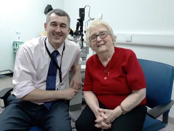Jean Billam, thrilled with the results of an eye procedure in Sheffield