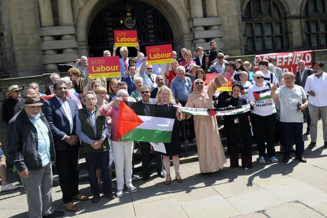 Campaign for Palestine gathered outside Sheffield Town Hall on Wednesday. Picture: Steve Ellis