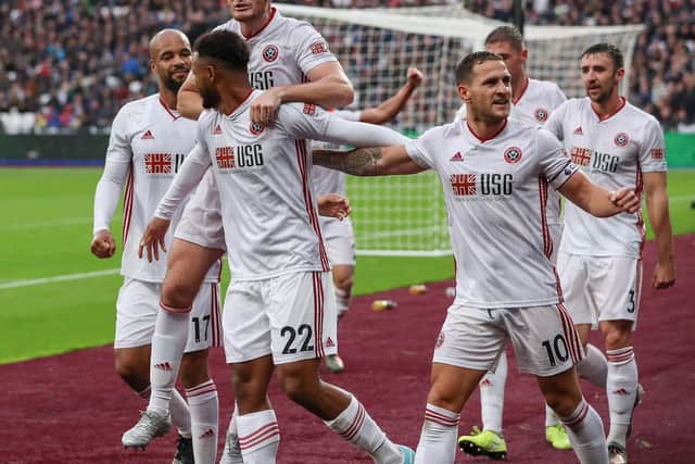 Lys Mousset of Sheffield United celebrates scoring the equalising goal: James Wilson/Sportimage