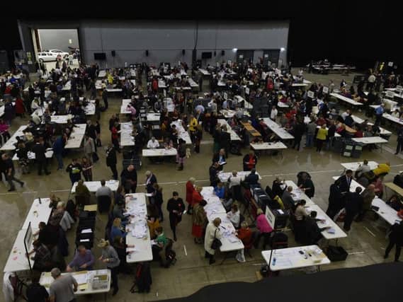 An election count in Leeds. Picture: Steve Riding.