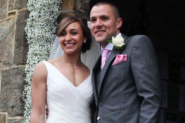 Olympic Gold medalist Jessica Ennis married Andy Hill in St Michael and All Angels Church, Hathersage, Derbyshire. Photo: Lynne Cameron/PA Wire