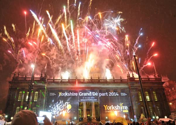 A firework celebration greeted the original announcement that the Tour de France was coming to Leeds. Picture Bruce Rollinson