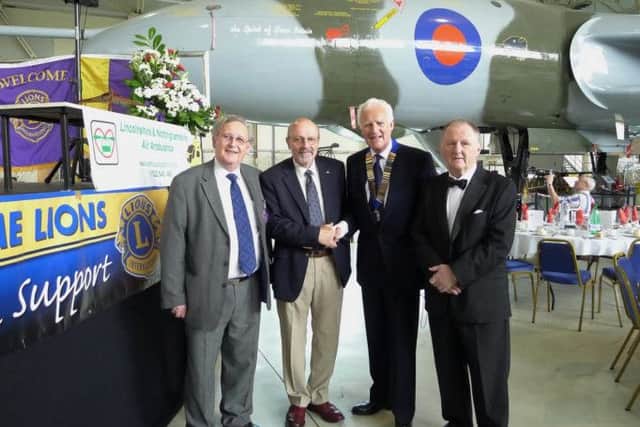 Isle of Axholme Lions President Peter Lindley (second right) welcomes guest speaker Martin Withers (second left) along with event co-ordinator Colin Ridley (left) and MC for the evening Terry Condliff.