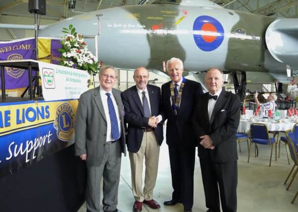 Isle of Axholme Lions President Peter Lindley (second right) welcomes guest speaker Martin Withers (second left) along with event co-ordinator Colin Ridley (left) and MC for the evening Terry Condliff.