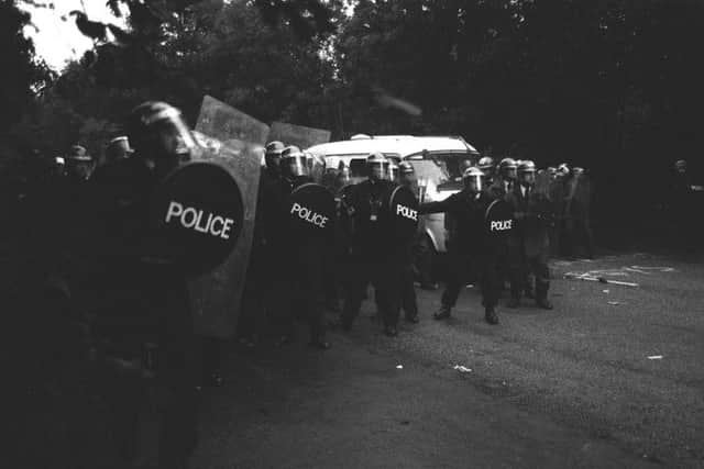 Police and pickets clashed at Maltby Colliery, Rotherham, on September  21, 1984.