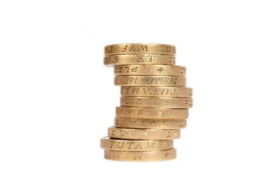 A stack of pound coins.