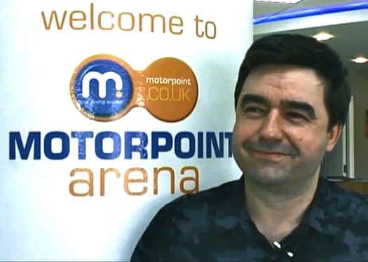 Jason Joiner, Showmasters boss, launching Sheffield Film and Comic Convention at the Motorpoint Arena.